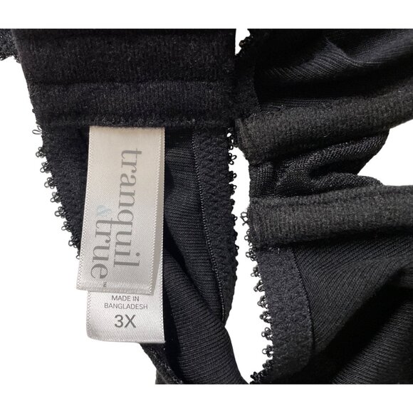 Tranquil & True Black Underwire Bra Adjustable Straps & Hook Closure Size 3X - Picture 10 of 12